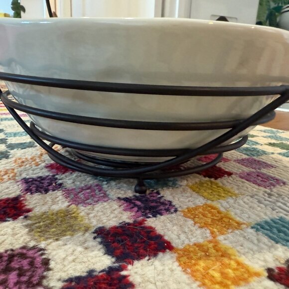 GEMMA ORKIN ⭐️ WEST ELM 11” Serving Bowl Pasta Bowl w Wrought Iron Frame - Picture 4 of 6